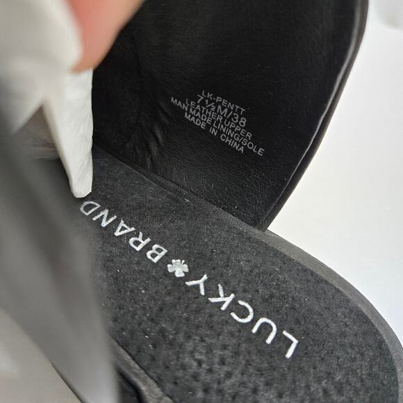 NWOB Lucky Brand Pentt Bootie Black Leather Studded Mule Booties 7.5M Slip-on - Picture 8 of 10